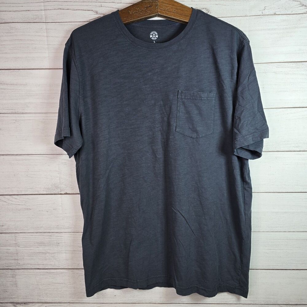 Yacht And Smith Dark Gray Cotton Crew Neck Pocket T-Shirt Short Sleeve Sz Large
